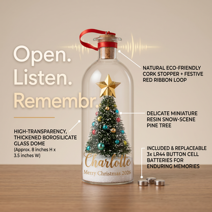 Custom "Voice of Memory" Christmas Snow Globe Bottle | Recordable Keepsake 🎄✨