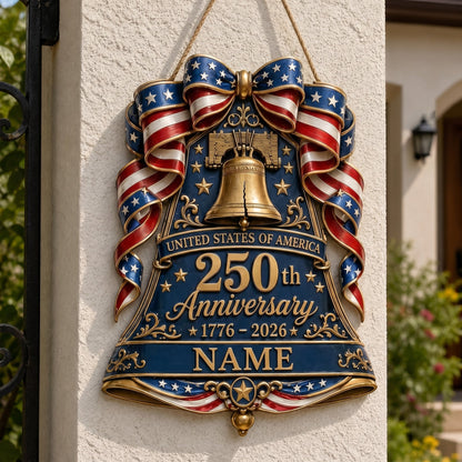 🔔 Personalized USA 250th Anniversary Liberty Bell Wooden Sign
