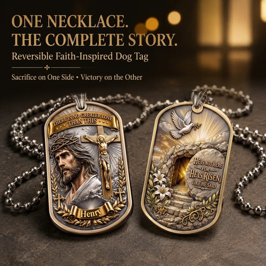 Personalized "Greater Love" 3D Jesus Dog Tag Necklace - Customized Christian Faith Keepsake ✝️❤️