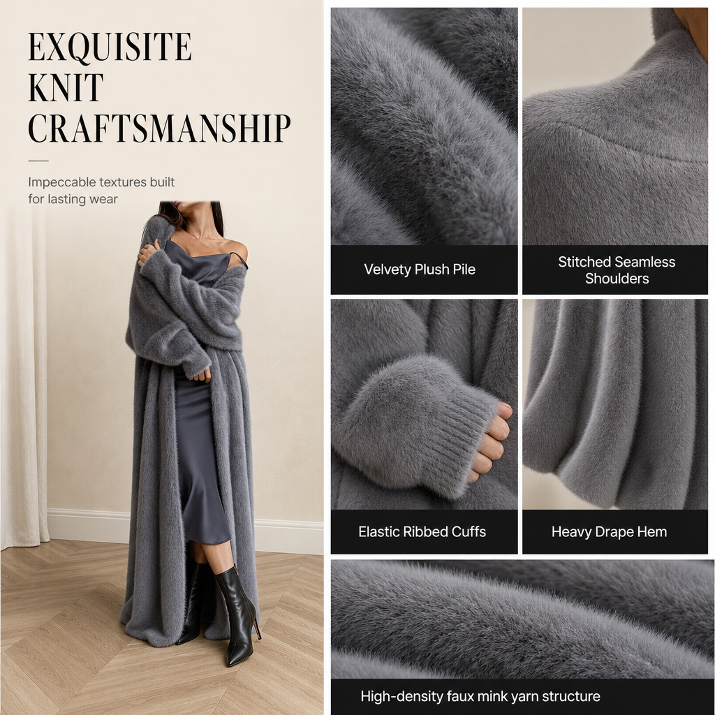 💗LAST DAY SALE 60% OFF⚡50K+ SOLD💕Women's Faux Mink Fleece Long Cardigan Sweater Fluffy Oversized Knit Coat for Autumn and Winter