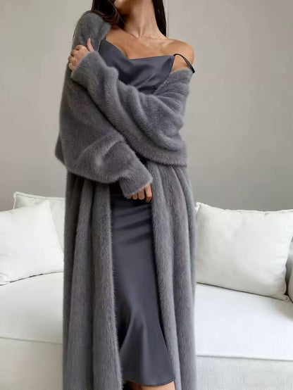 💗LAST DAY SALE 60% OFF⚡50K+ SOLD💕Women's Faux Mink Fleece Long Cardigan Sweater Fluffy Oversized Knit Coat for Autumn and Winter