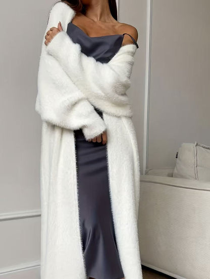 💗LAST DAY SALE 60% OFF⚡50K+ SOLD💕Women's Faux Mink Fleece Long Cardigan Sweater Fluffy Oversized Knit Coat for Autumn and Winter