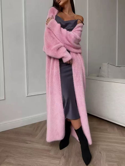 💗LAST DAY SALE 60% OFF⚡50K+ SOLD💕Women's Faux Mink Fleece Long Cardigan Sweater Fluffy Oversized Knit Coat for Autumn and Winter