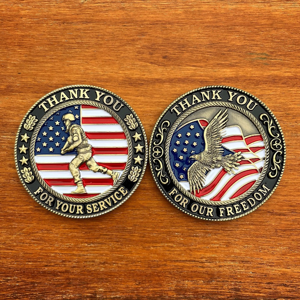 🇺🇸 "Thank You For Your Service" Patriotic Challenge Coin - Ultimate Gratitude Gift for Veterans & Heroes 🦅