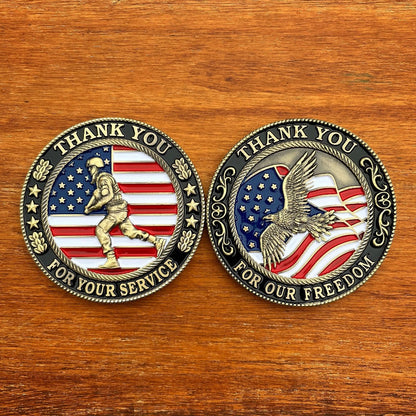 🇺🇸 "Thank You For Your Service" Patriotic Challenge Coin - Ultimate Gratitude Gift for Veterans & Heroes 🦅